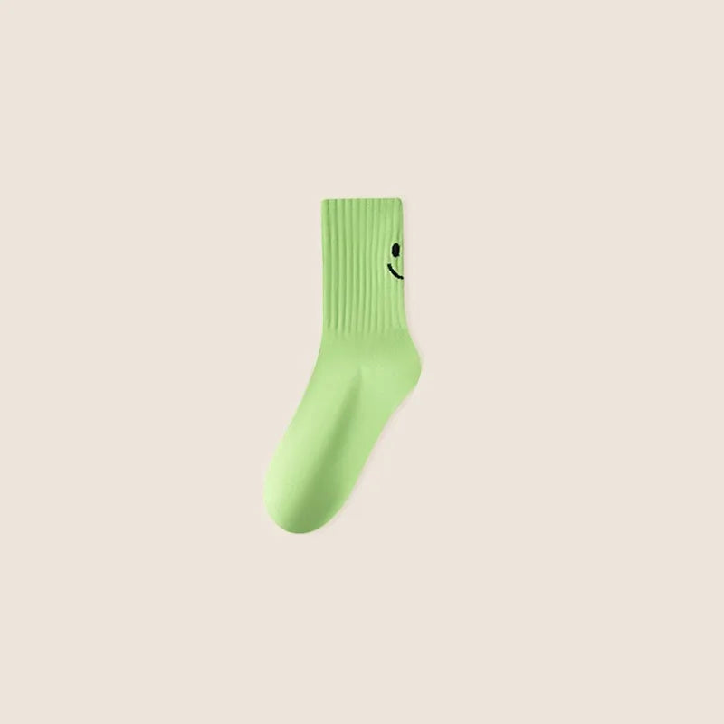 Smiling Face Nylon Polyester Knit Crew Socks - 5