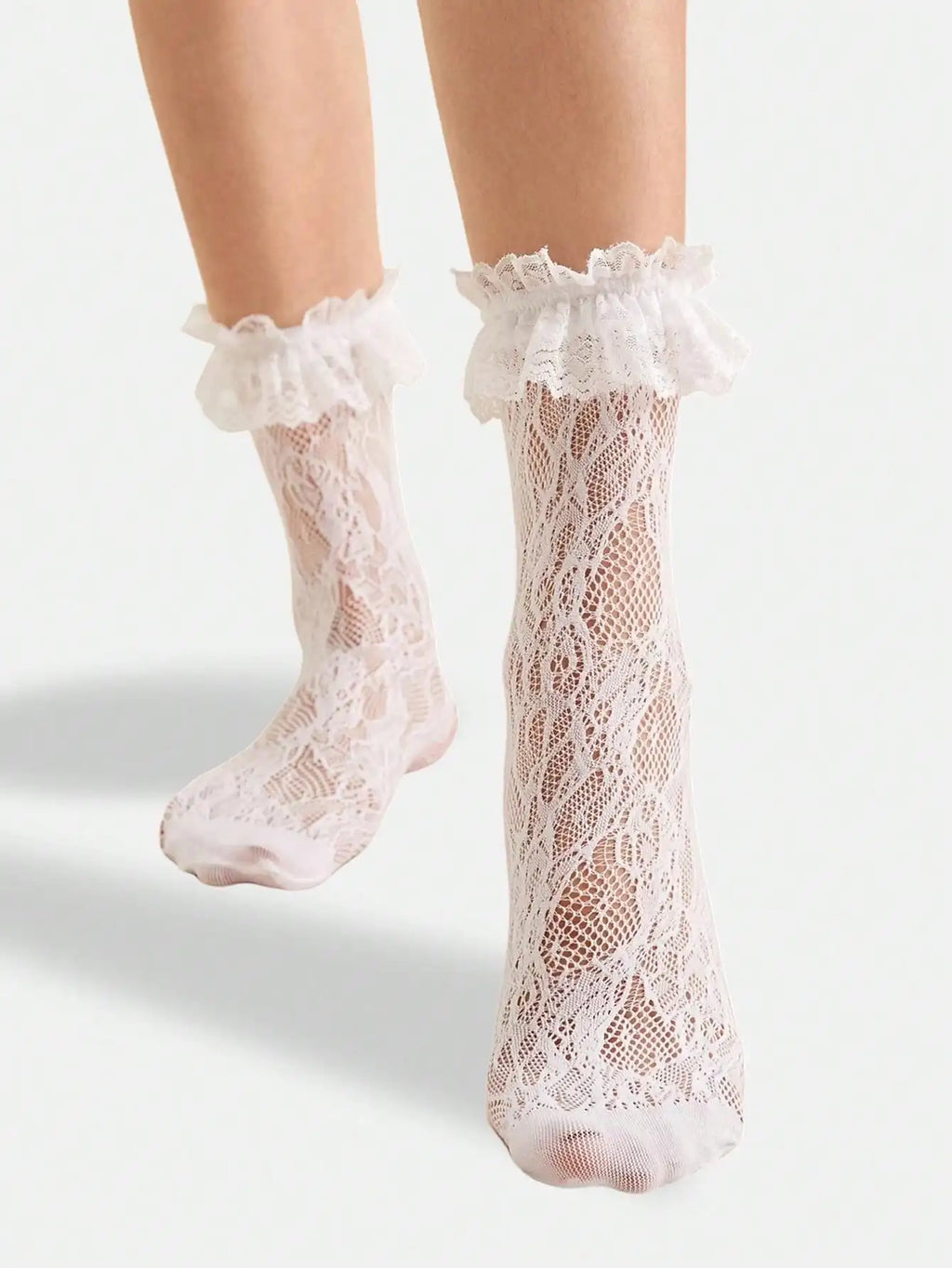 Polyester Elastane Floral Lace Ankle Socks