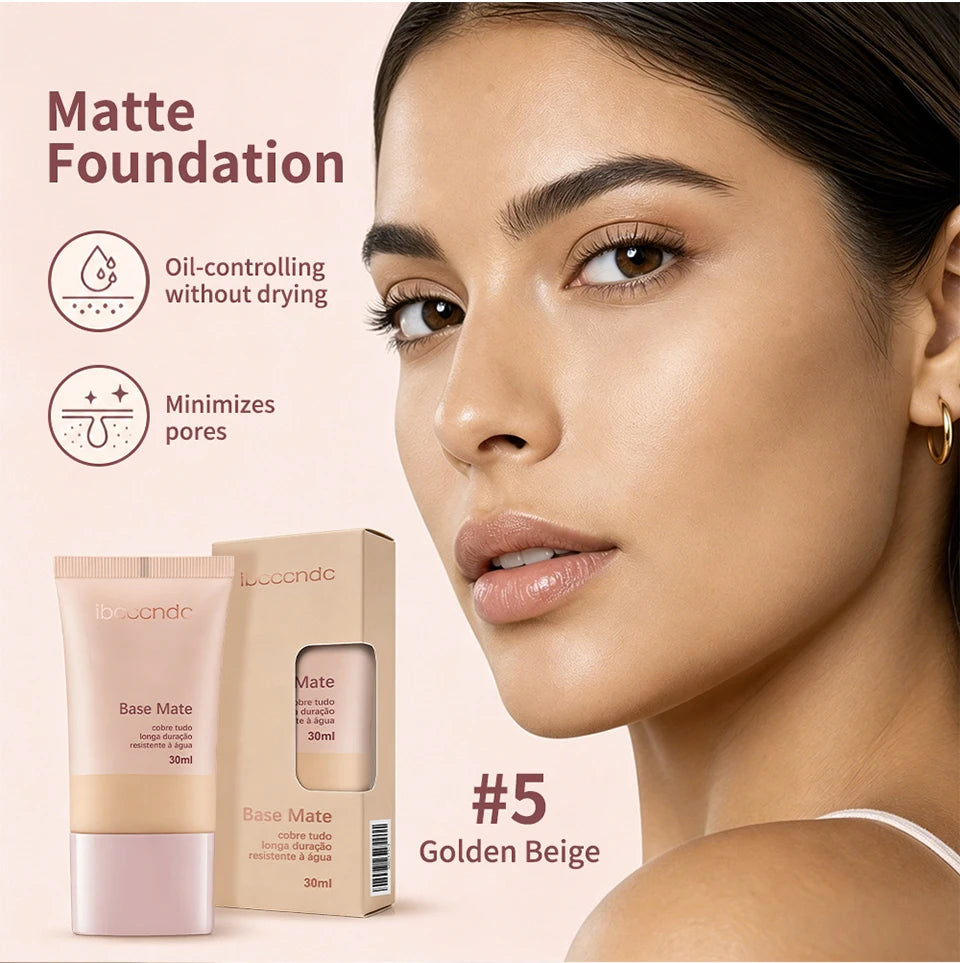 Liquid Matte Foundation Natural Waterproof Coverage Face Makeup