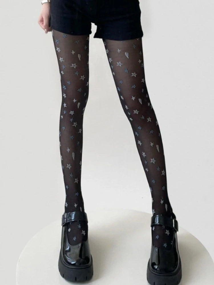 Nylon Star Print Tights For Women