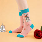 Cotton Blend Dalmatian Print Mid Calf Socks