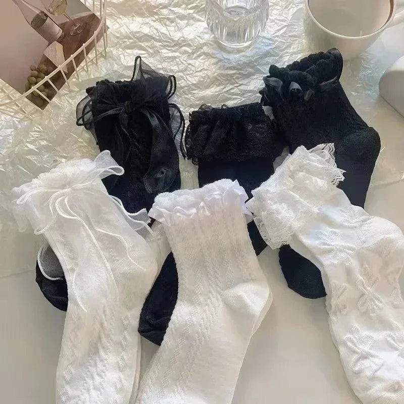 Polyester Lace Ruffle Lolita Socks Mid Tube Casual Wear