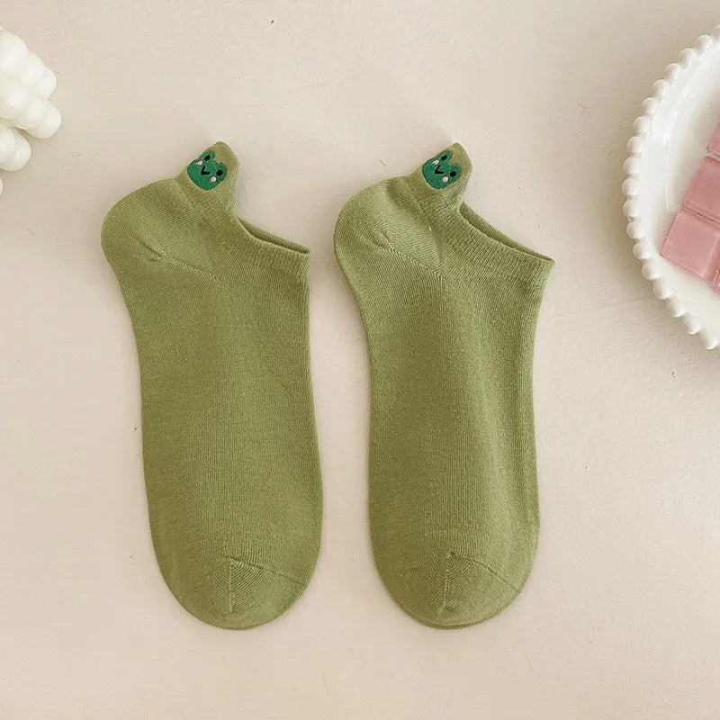 Cotton Embroidered Animal Crew Socks