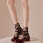 Floral Lace Sheer Mesh Ankle Socks