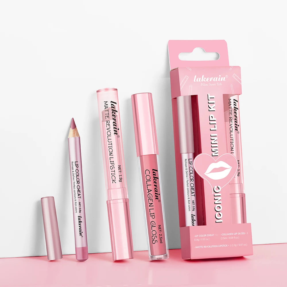 Matte Lipstick and Lip Liner Makeup Set - 3