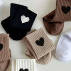 Polyester Elastane Heart Pattern Mid Tube Casual Socks