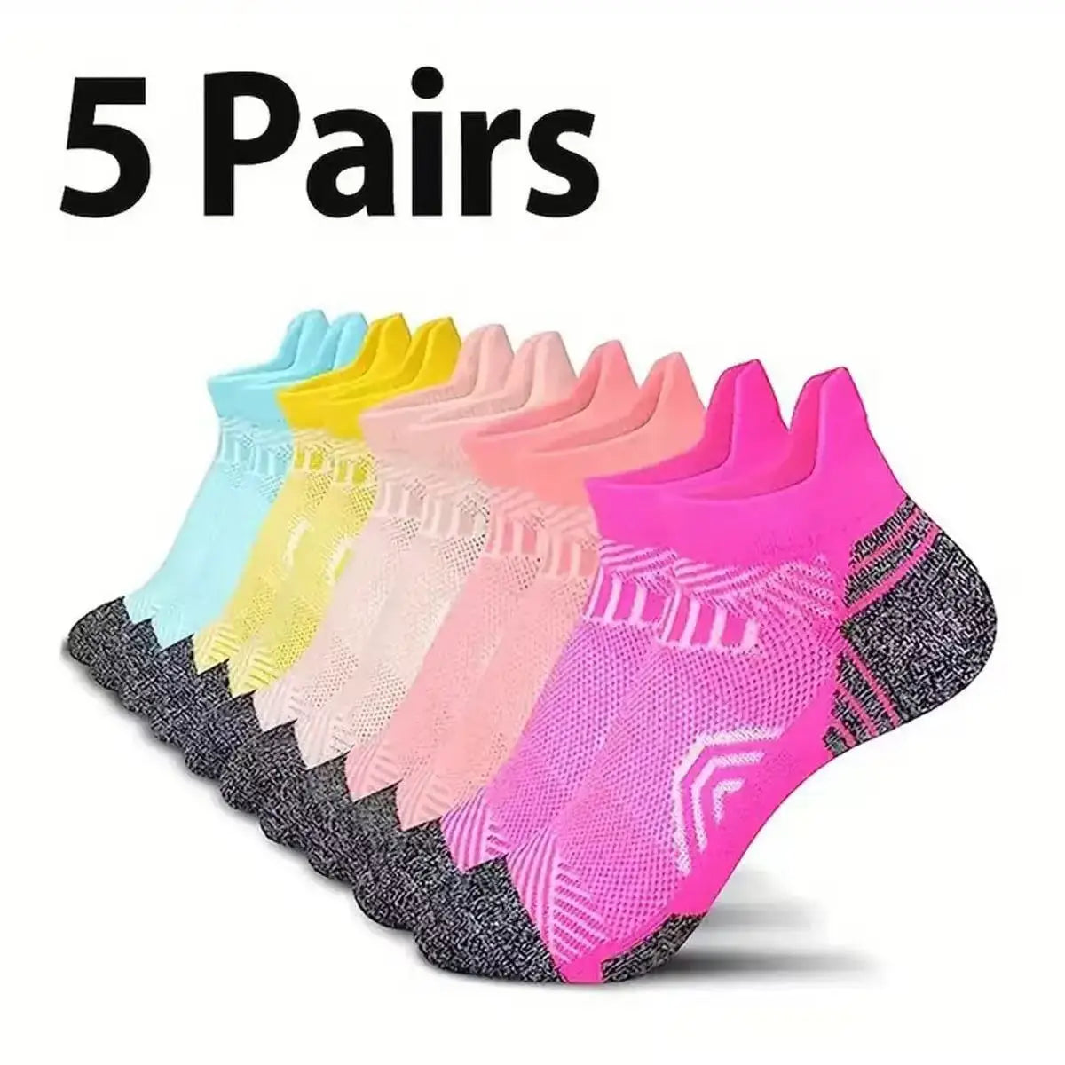 Unisex Polyester Low Cut Ankle Socks 5 Pair Pack - 10
