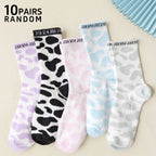 Polyester Elastane Cow Print Crew Socks