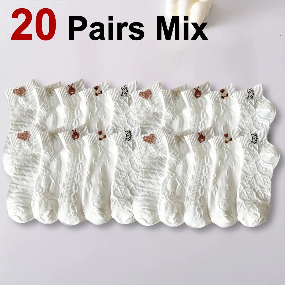 Polyester Elastane Cartoon Printed Low Tube Casual Socks