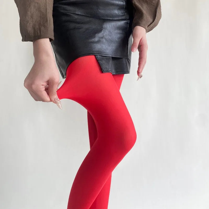 Nylon Elastane Solid Color Opaque Tights - 16
