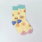 Cotton Blend Cartoon Sun Mid Calf Casual Socks
