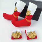 Polyester Elastane French Fries Print Unisex Mid Calf Socks 3 Pack