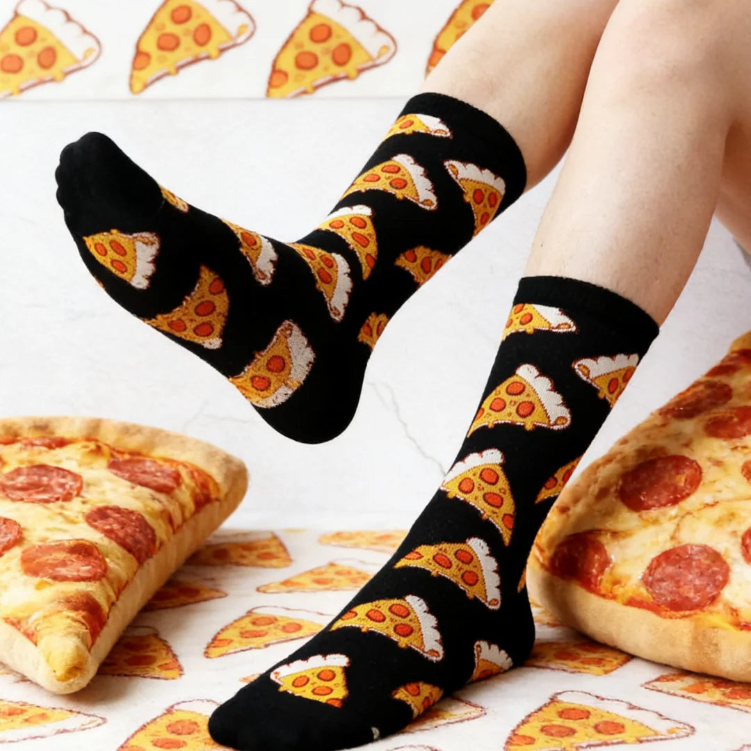 Unisex Pizza Printed Cotton Blend Casual Socks - 3