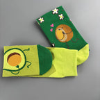 Cotton Blend Avocado Print Mid Calf Casual Socks