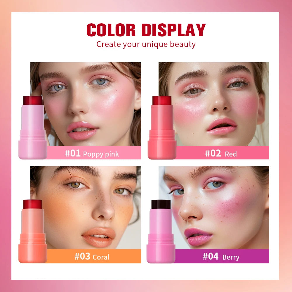 Cooling Water Jelly Tint Blush Stick for Lips and Cheeks - 3