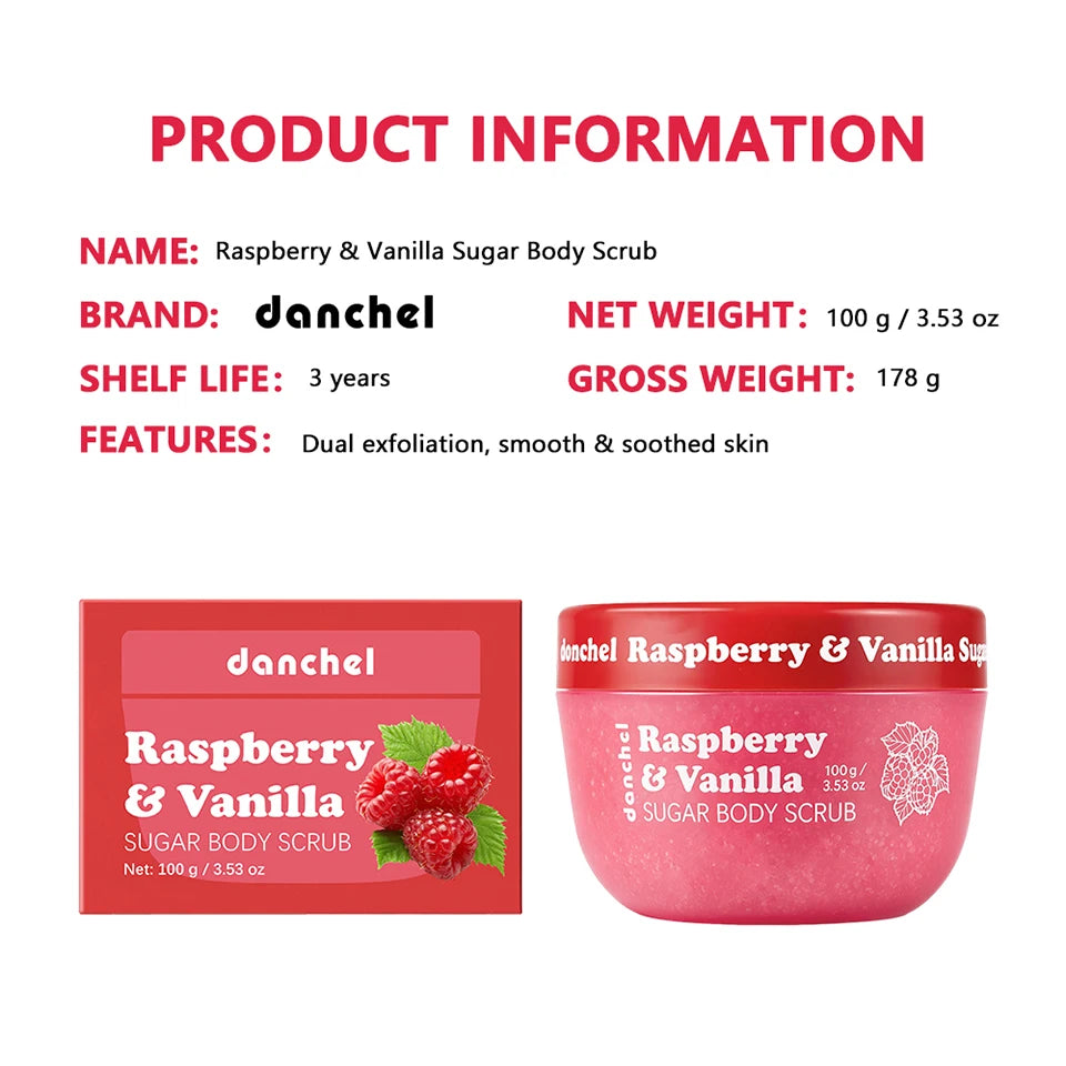 Raspberry Vanilla Sugar Body Scrub Exfoliating Cream - 15