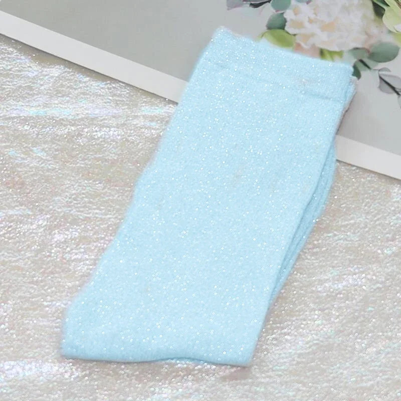 Shiny Metallic Cotton Blend Mid Tube Casual Socks
