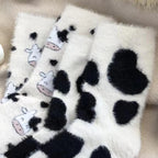 Polyester Elastane Cow Pattern Plush Socks