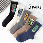 Polyester Elastane Crew Socks Graffiti Pattern Men