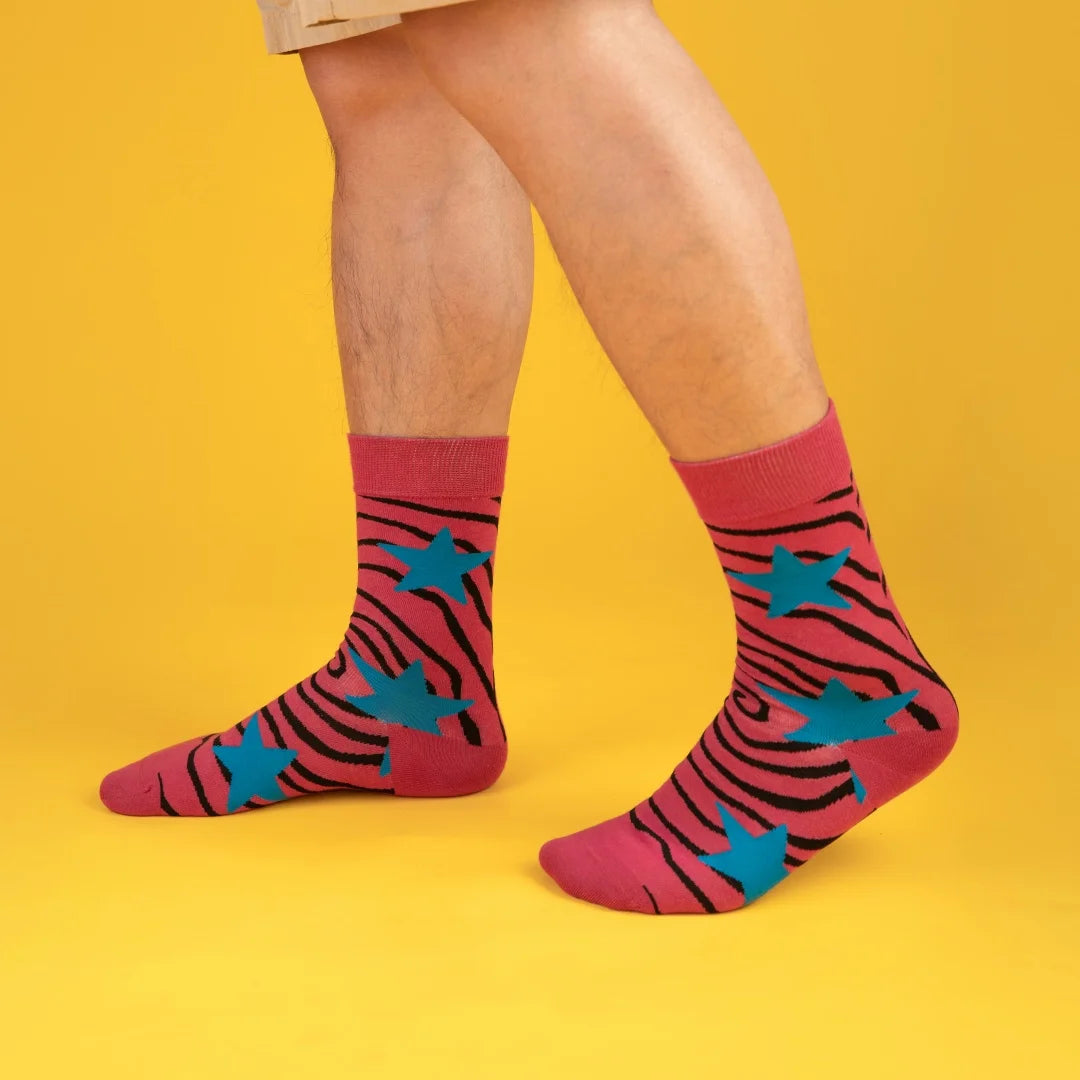 Cotton Blend Star Pattern Crew Socks