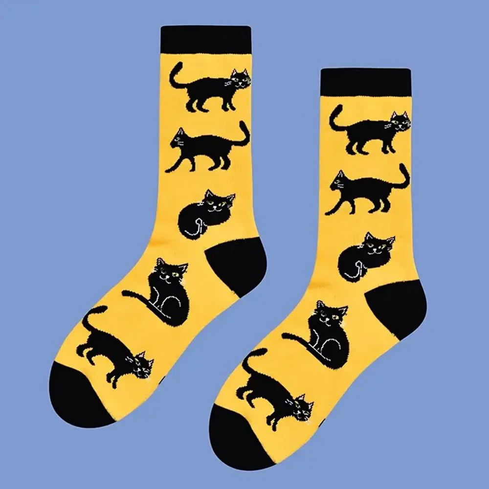 Cotton Cat Pattern Mid Tube Casual Socks