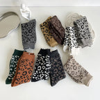 Leopard Print Wool Mid Calf Socks