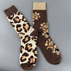 Leopard Print Cotton Blend Mid Calf Socks