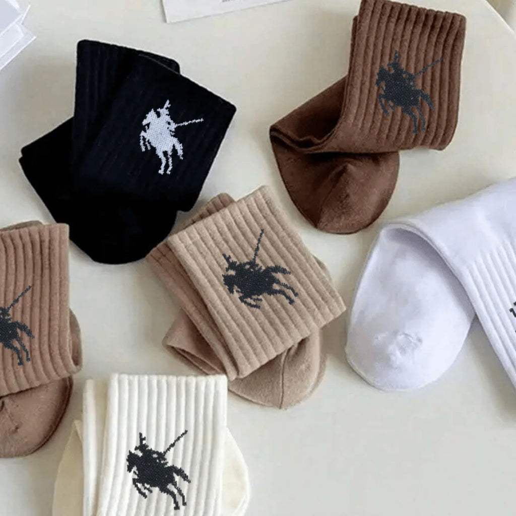 Polyester Elastane Crew Socks Geometric Pattern Casual Footwear