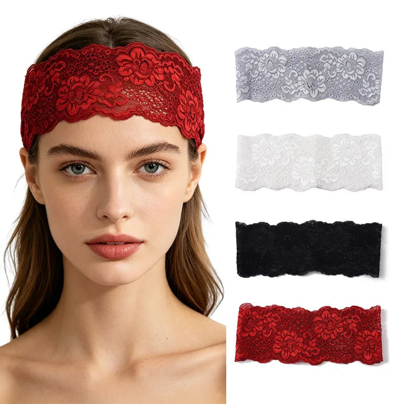 Floral Lace Elastic Headband for Women - 1