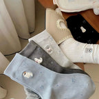 Polyester Elastane Cartoon Crew Socks Five Pair Set