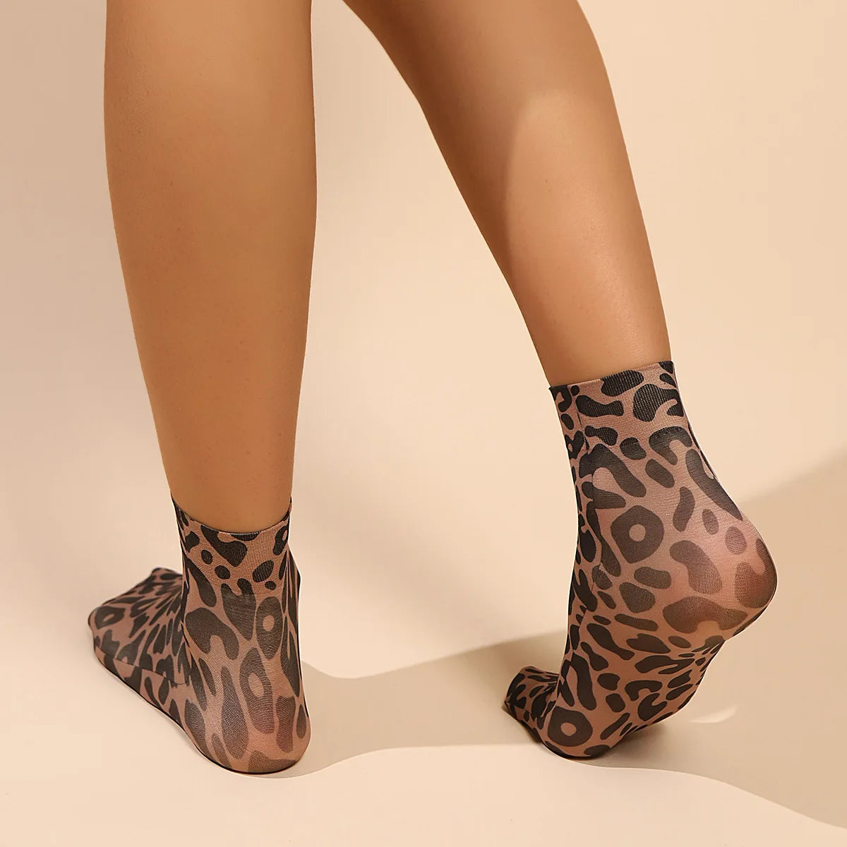 Leopard Print Nylon Casual Ankle Socks