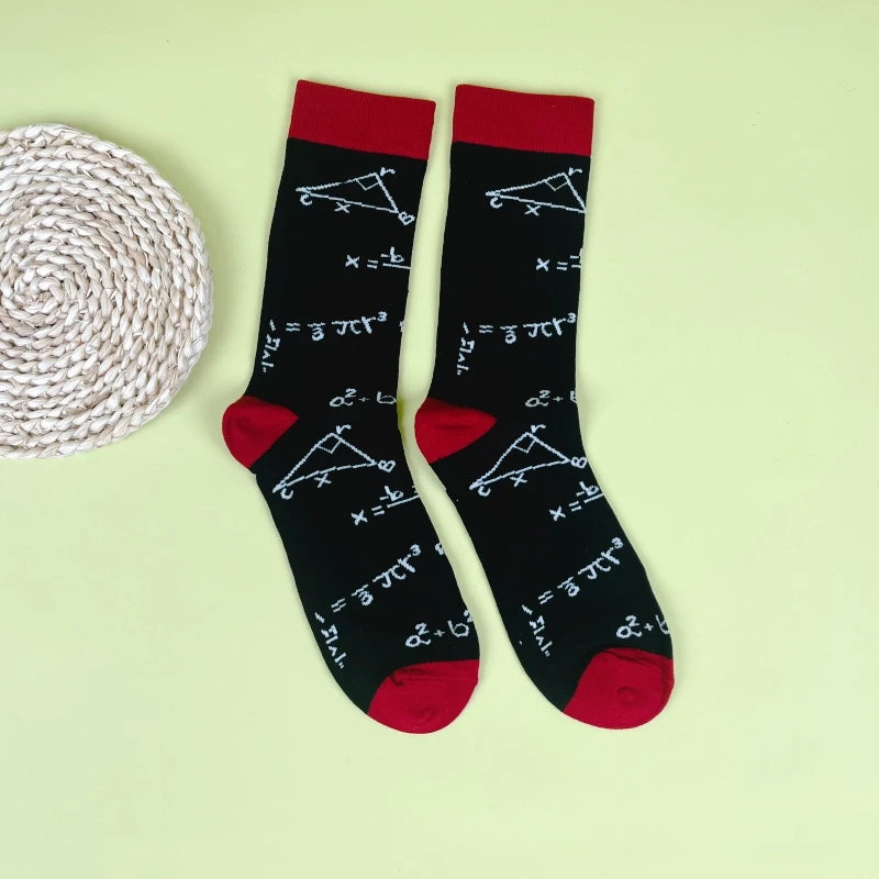 Polyester Elastane Science Math Print Crew Socks - 3