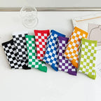 Cotton Blend Plaid Pattern Mid Tube Unisex Socks