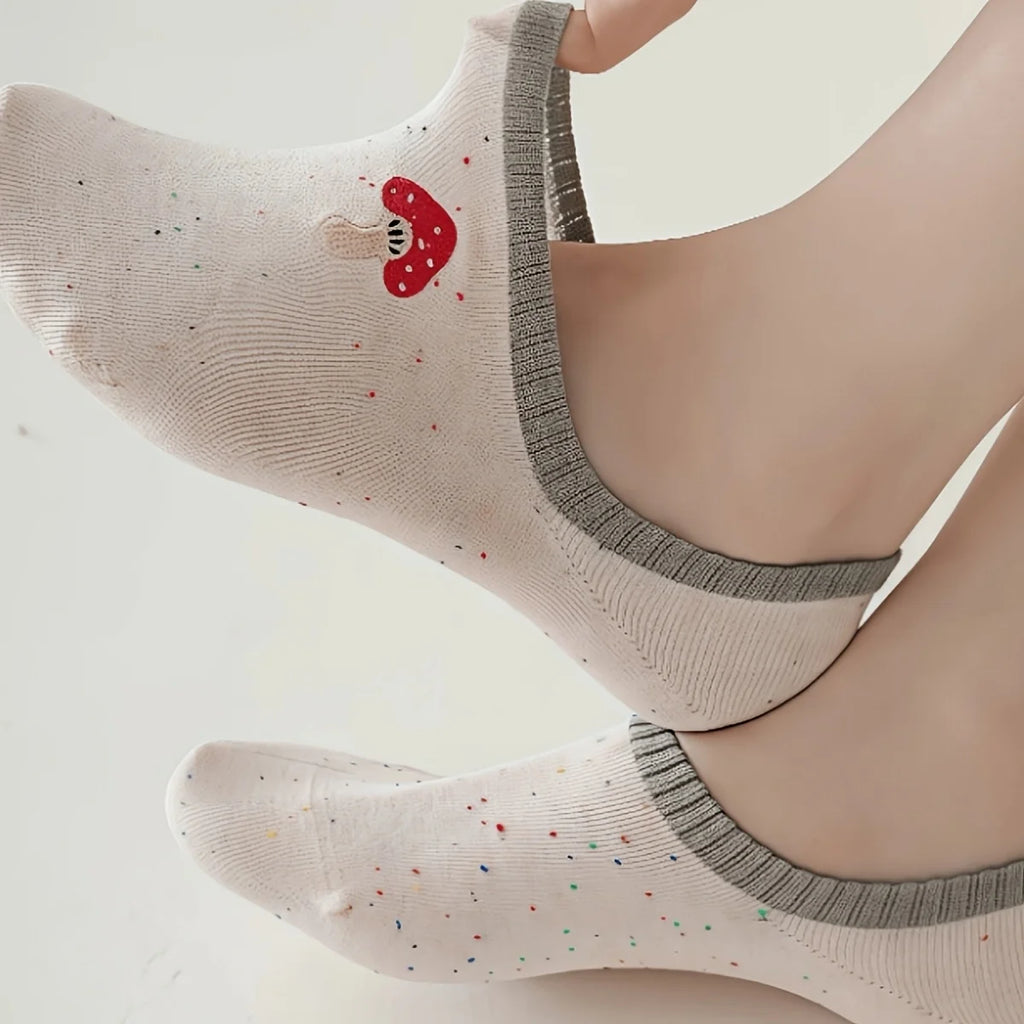 5 Pairs Polyester Elastane Women Low Cut Casual Socks