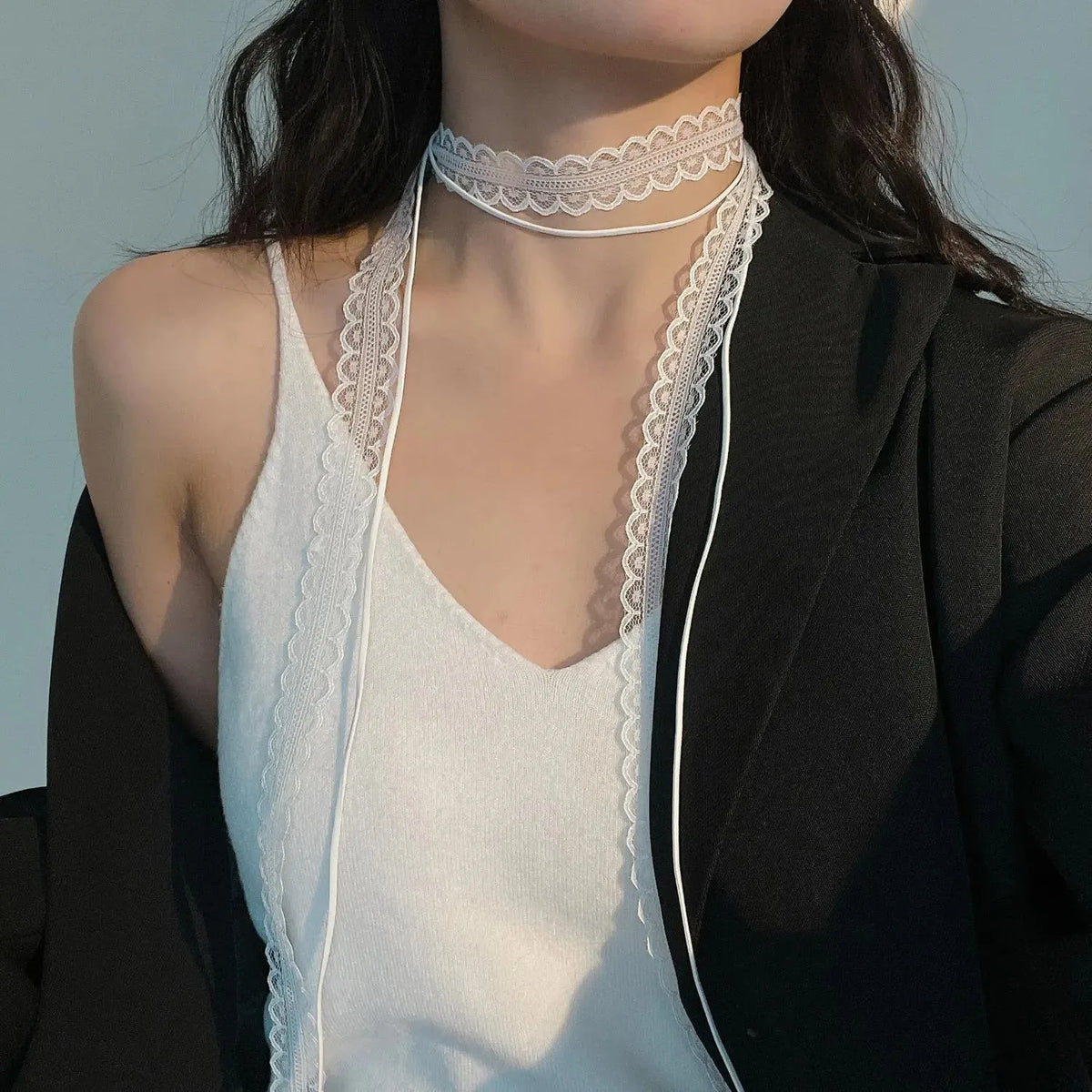 Lace Ribbon Bowknot Choker Necklace