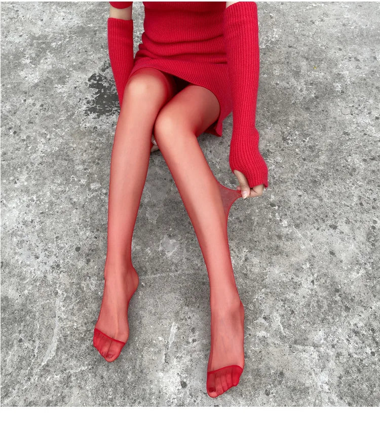 Solid Polyester Elastane Slim Fit Pantyhose Tights - 30