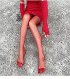 Solid Polyester Elastane Slim Fit Pantyhose Tights