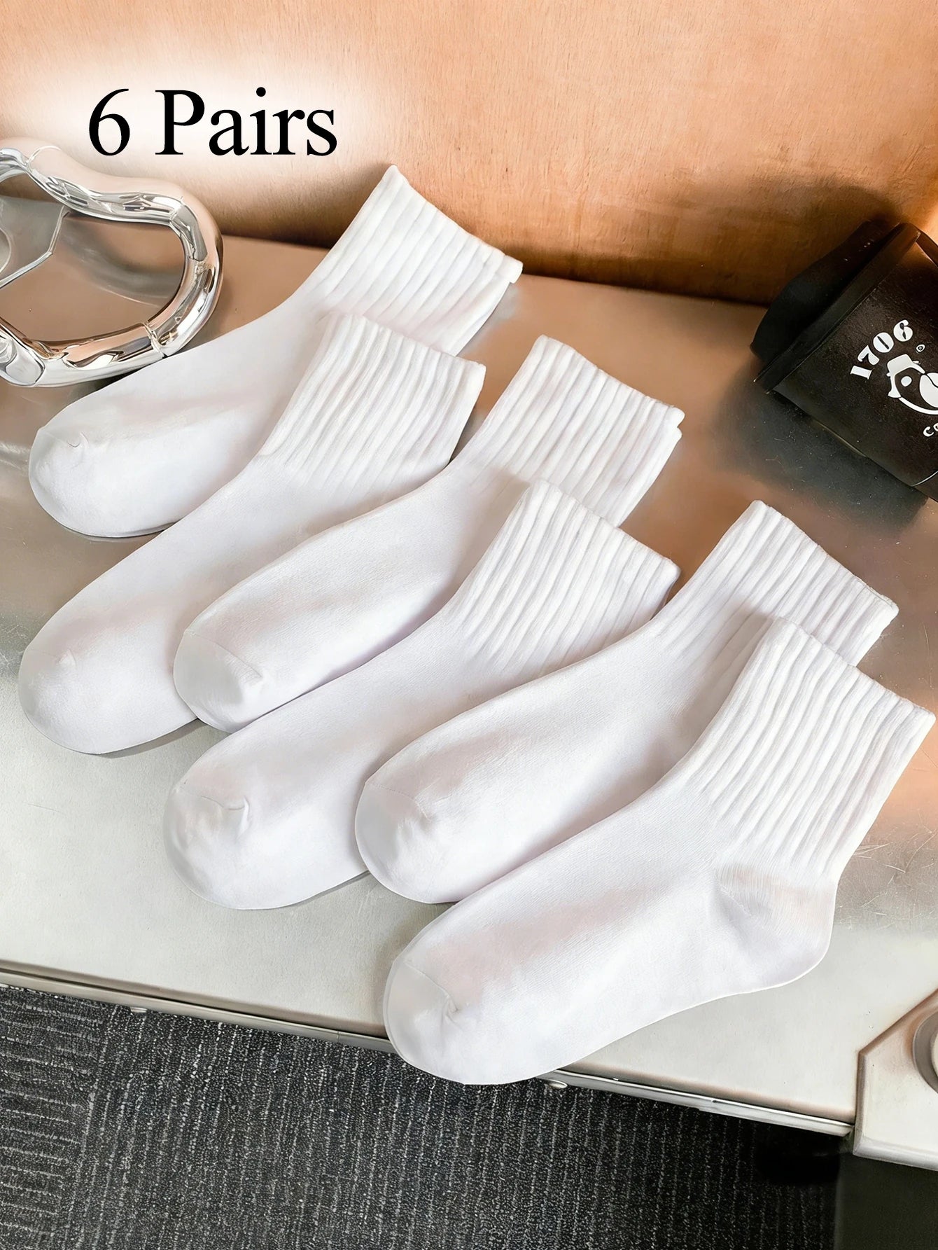 Womens Polyester Elastane Low Tube Casual Ankle Socks 6 Pack - 15