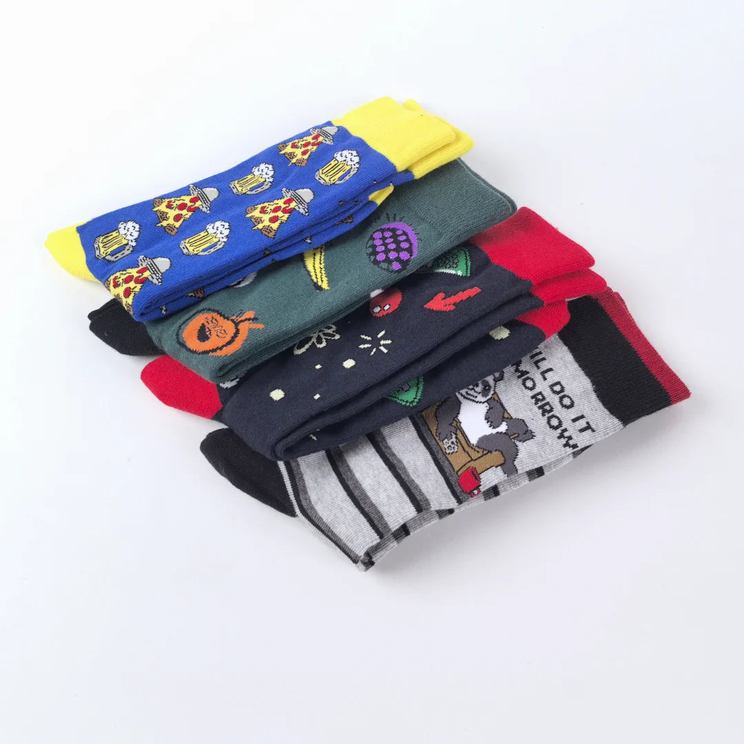 Polyester Elastane Printed Crew Socks for Men - 8