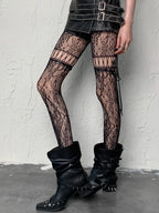 Nylon Bowknot Mesh Hollowed Out Pantyhose