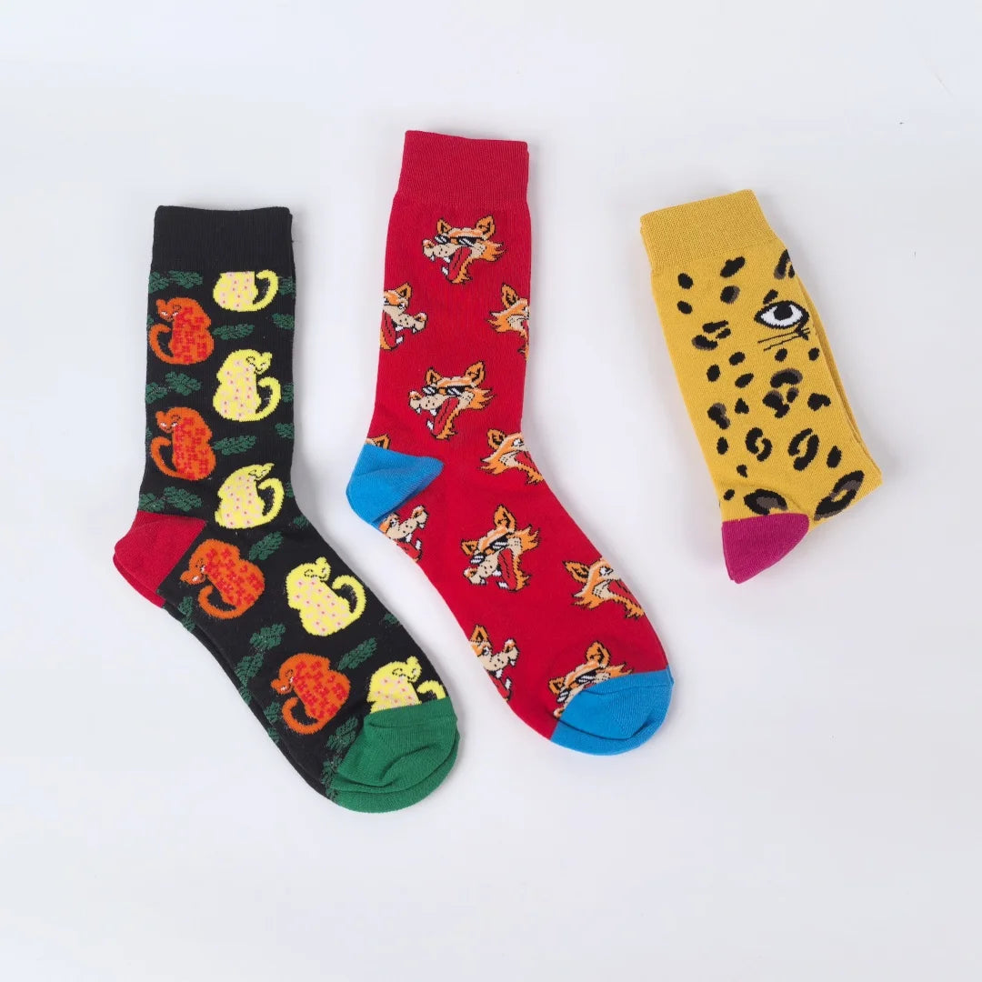 Polyester Elastane Animal Print Mid Calf Socks - 2