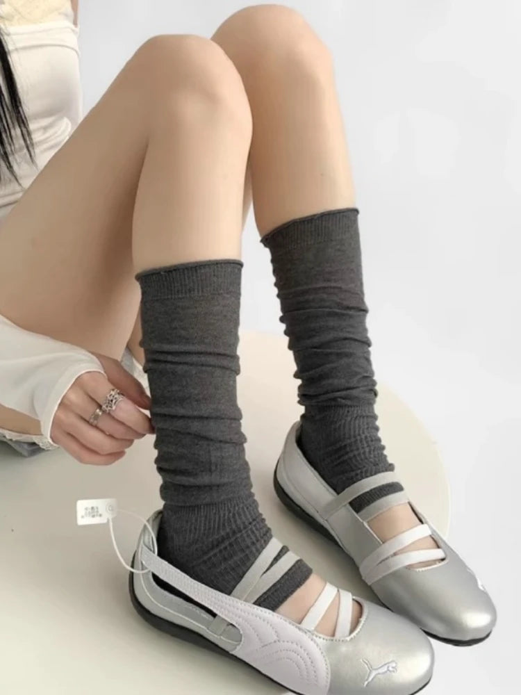 Cotton Ruffled Leg Warmers Slouch Socks