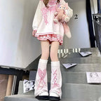 Cotton Blend Knit Heart Pattern Leg Warmers