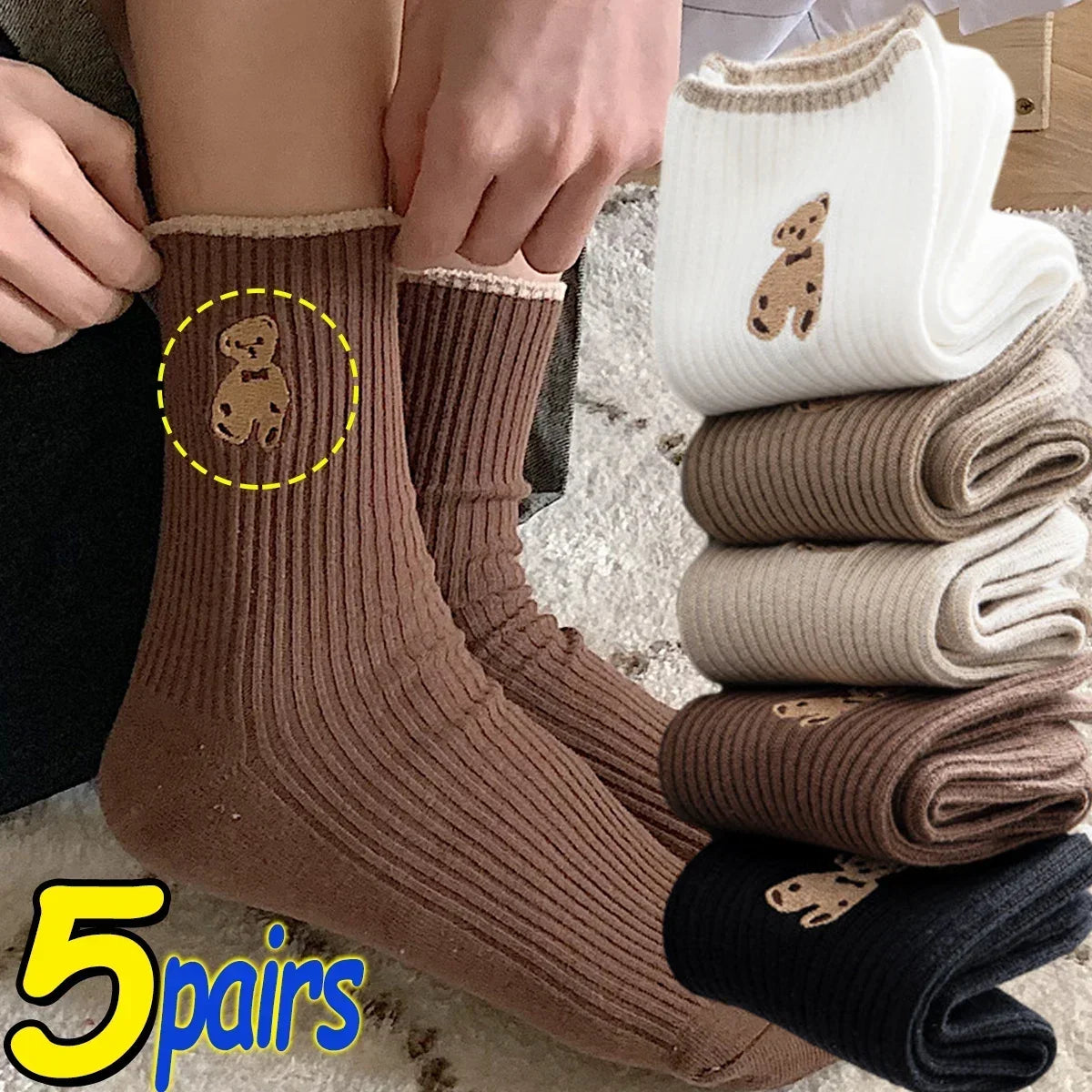 Polyester Cotton Casual Bear Socks