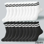 Polyester Blend Striped Mid Tube Mens Casual Crew Socks