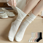 Cotton Nylon Hollow Knit Long Socks