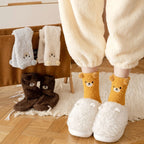 Polyester Blend Bear Cartoon Pattern Mid Tube Casual Socks
