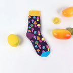 Cotton Blend Mushroom Print Mid Calf Socks