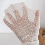 Polyester Elastane Sheer Lace Mesh Crew Socks