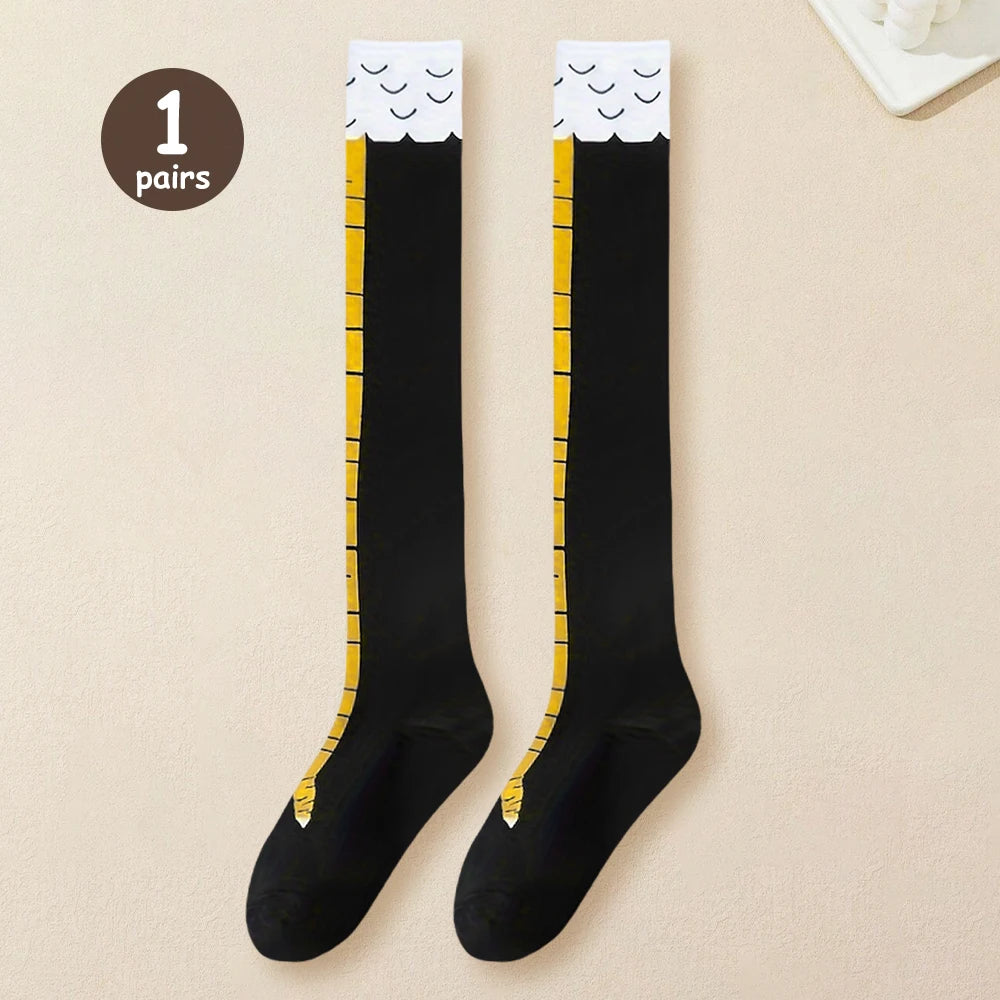 Polyester Spandex Knee High Chicken Claw Novelty Socks
